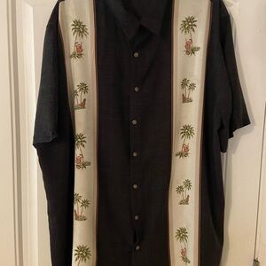 Men's Baltic Bay Black and Cream Palm Print Shirt